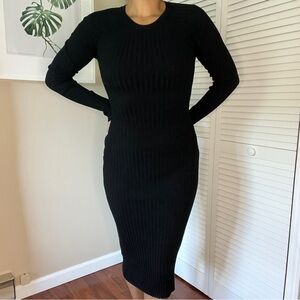 Hera Collection Black Bodycon Stretchy Midi Sweater Dress